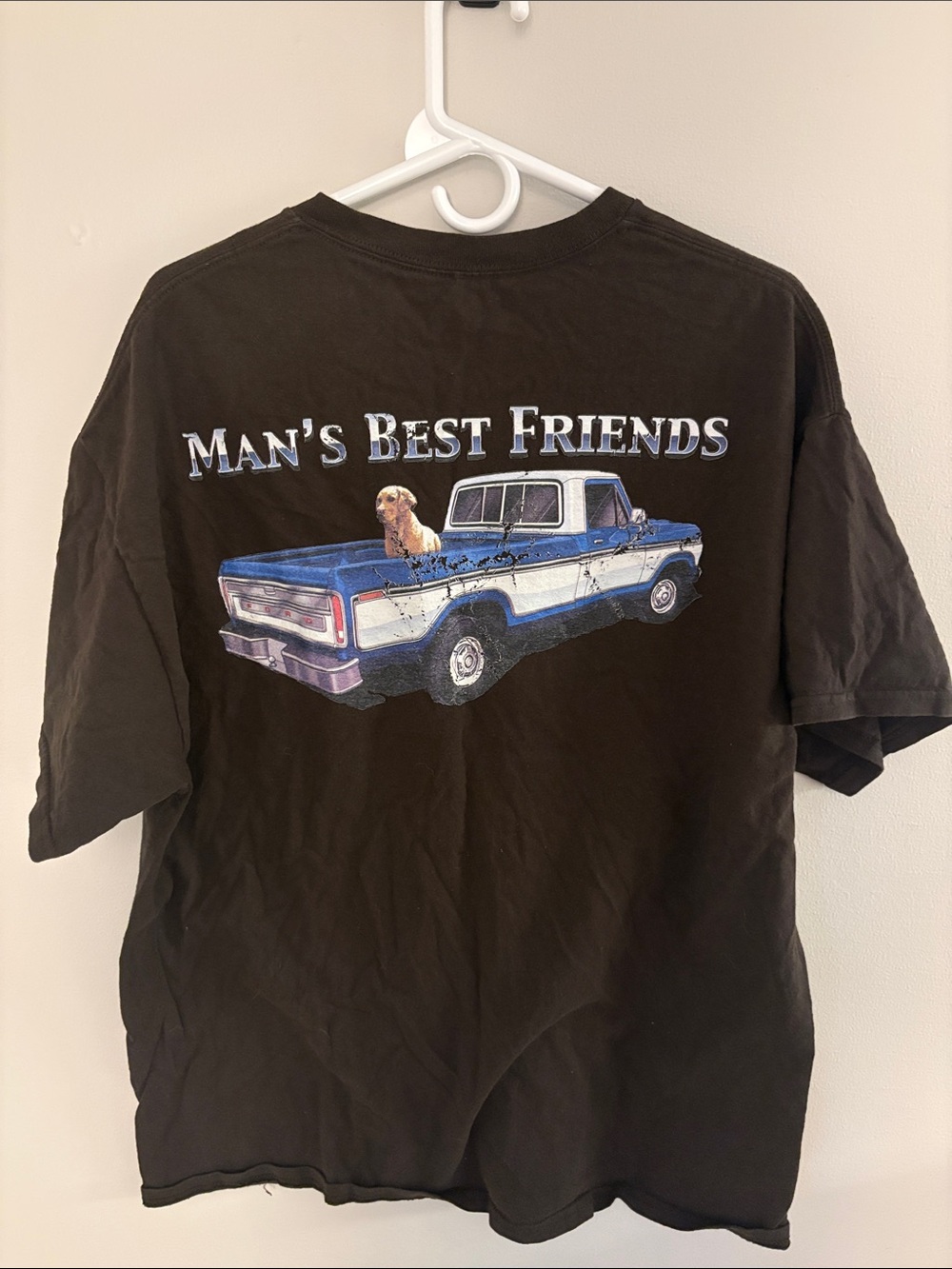 Retro Mens XL Ford Truck Brown Tee with Dog - Picture 2 of 4